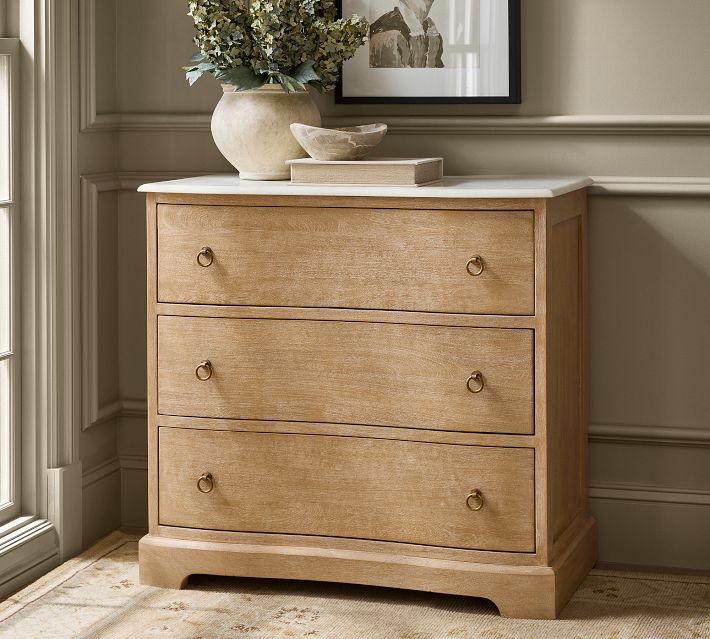 Scarlett 3-Drawer Marble Dresser, Brogan Brown, 38" | Pottery Barn