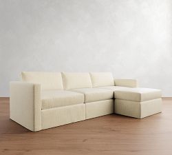 Carmel Slim Arm Slipcovered Modular Chaise Sectional (107"&ndash;139")