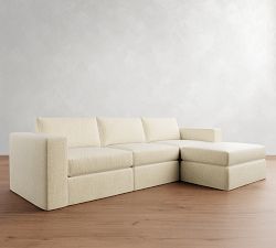Carmel Square Arm Slipcovered Modular Chaise Sectional (113"&ndash;144")
