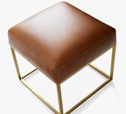 Millie Leather Square Accent Stool