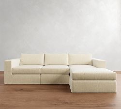 Carmel Square Arm Slipcovered Modular Chaise Sectional (113"&ndash;144")
