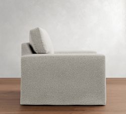 PB Comfort Modern Square Arm Slipcovered Swivel Chair
