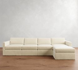 Carmel Slim Arm Slipcovered Modular Chaise Sectional (107"&ndash;139")