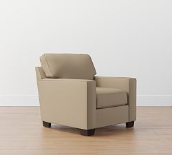 Open Box: Buchanan Square Arm Upholstered Armchair - Performance Brushed Heathered Weave, Flax