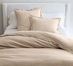 Open Box: Belgian Flax Linen Double Flange Duvet Cover, Full/Queen - Rosewater