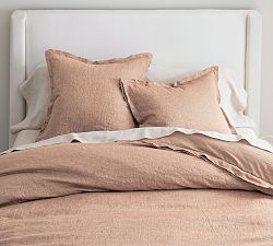 Open Box: Belgian Flax Linen Double Flange Duvet, King/Cal. King-Rosewood Blush