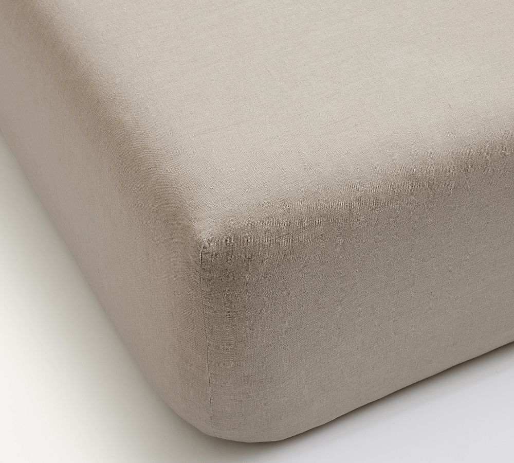 Belgian Flax Linen Fitted Sheet - Warm Gray, King