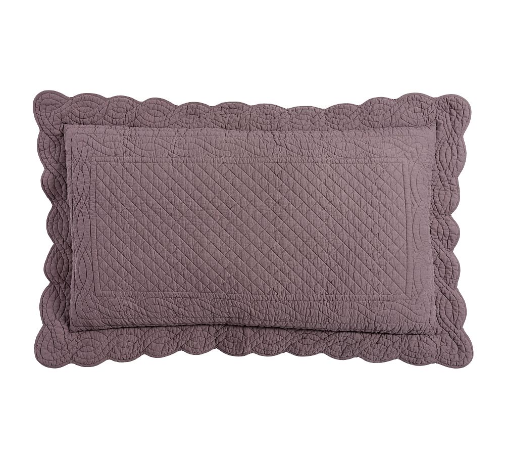 Heirloom Scalloped Quilted Sham - Plum, King, Set of 2