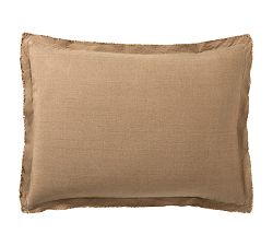 Open Box: Belgian Flax Linen Double Flange Shams, Standard, Set of 2 - Bronze