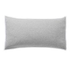 Open Box: Belgian Flax Linen Contrast Flange Shams, King, Set of 2 - Flagstone/White