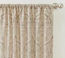 Open Box: Mackenna Paisley Printed Light Filtering Curtain, 50"W x 84"L - Taupe