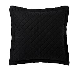 Open Box: Belgian Flax Linen Diamond Quilted Sham, Euro, Set of 3 - Black