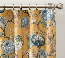 Open Box: Dahlia Floral Print Light Filtering Curtain, 50" W x 108" L - Yellow Multi