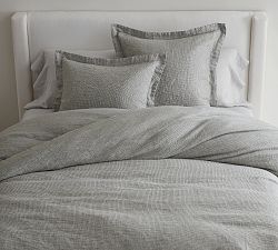Open Box: European Flax Linen Waffle Duvet, Twin/Twin XL - Light Gray