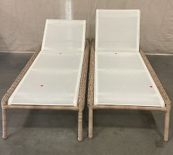 Open Box: Huntington Mesh Stackable Outdoor Single Chaise Lounge, Set of 2 - Natural