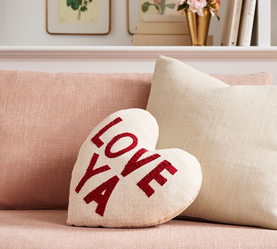 Love Ya Lots Heart Shaped Pillow | Pottery Barn