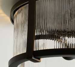 Blaine Ribbed Glass Round Outdoor Flush Mount (14")