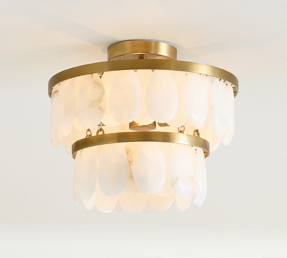 Solene Alabaster Round Flush Mount (14