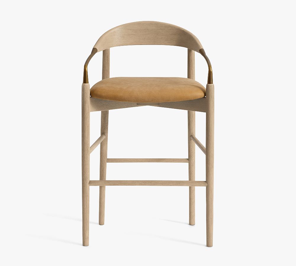 Laguna Leather Metal Stool - Bronze, Seadrift, Keystone Sandstone, Bar Height