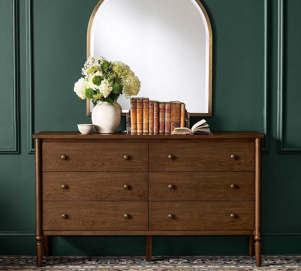 solid wood dresser mid century modern Vintage Mid Century Modern Six Drawer Dresser Dovetailed Drawers and  Sculpted Solid Wood Handles by United