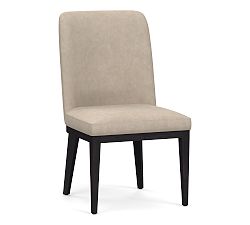 Open Box: Layton Leather Grand Dining Chair - Nubuck Sand, Blackened Oak Legs