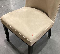 Open Box: Layton Leather Grand Dining Chair - Nubuck Sand, Blackened Oak Legs