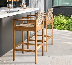 Malibu Teak &amp; Rope Outdoor Bar Stool
