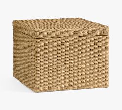 Kostas Wicker Umbrella Stand Side Table with Storage (20")