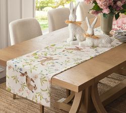 Bunny Embroidered Cotton Table Runner