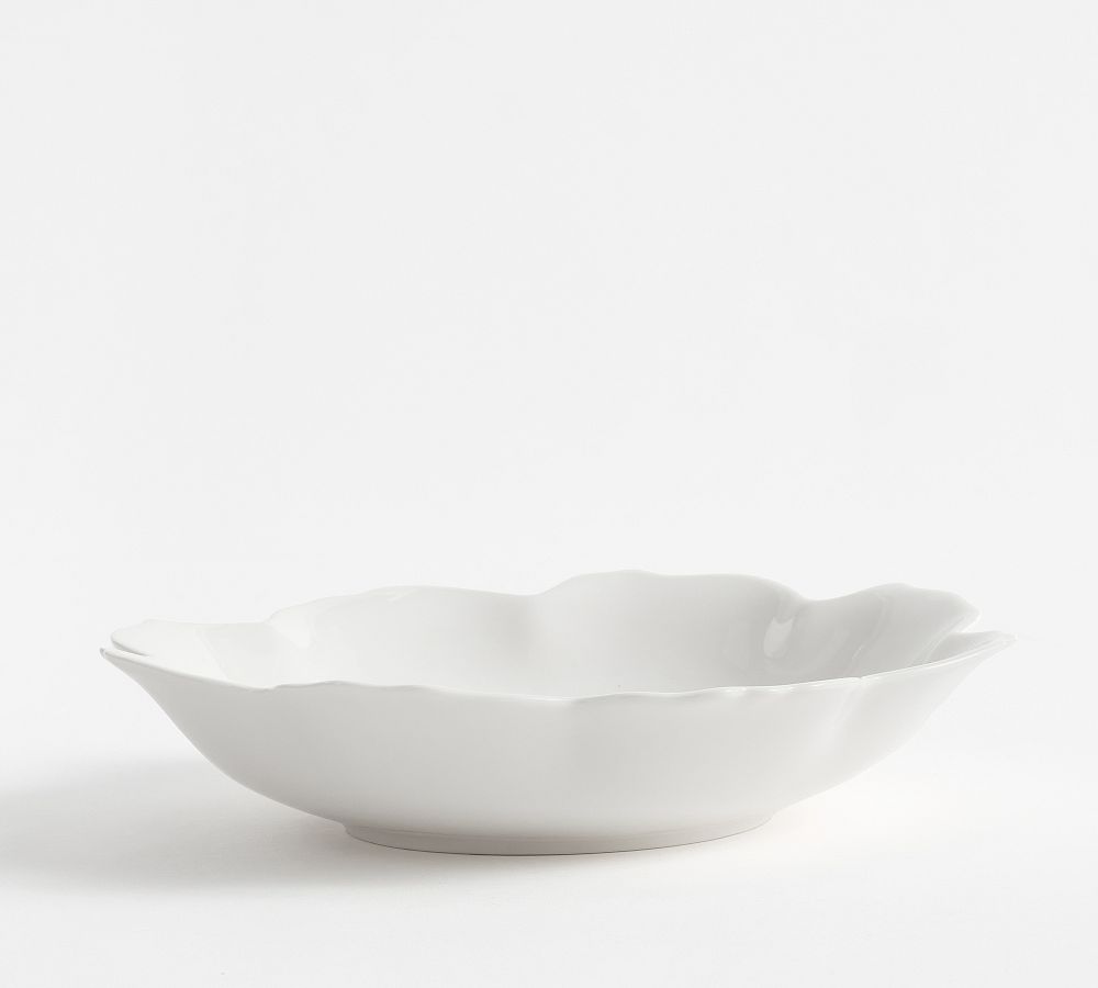 Figural Blossom Stoneware Serving Bowl - Large - White