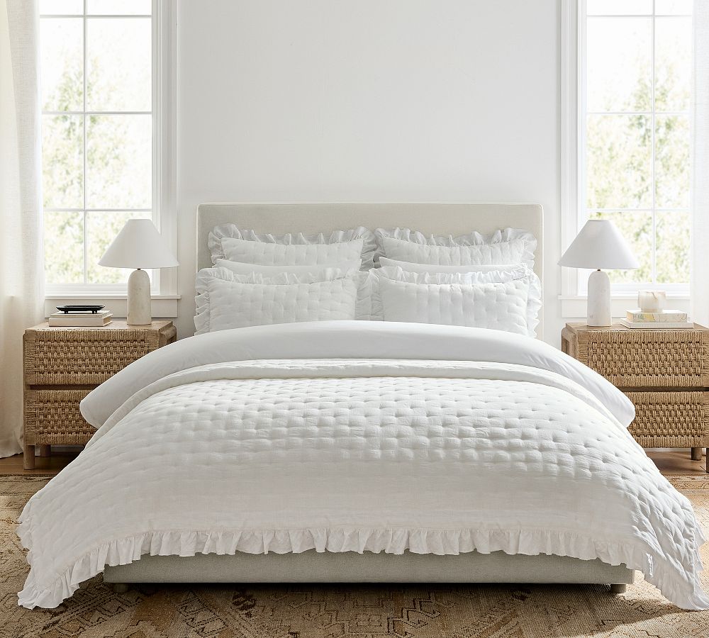 Belgian Flax Linen Ruffle Tufted Quilt King