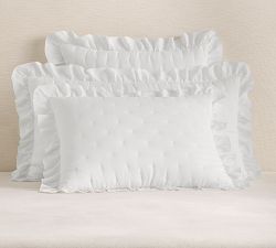 Belgian Flax Linen Ruffle Tufted Quilted Sham