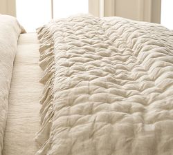 Belgian Flax Linen Ruffle Tufted Quilt
