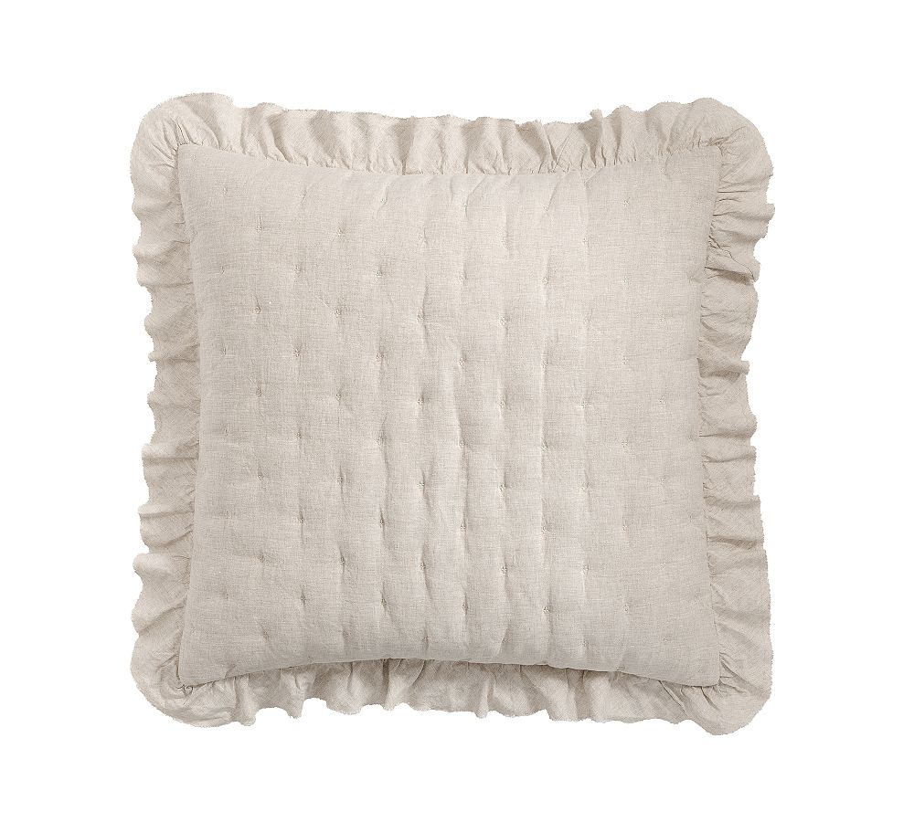 Belgian Flax Linen Ruffle Tufted Quilted Sham (set of 2)