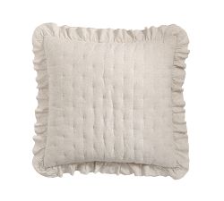 Belgian Flax Linen Ruffle Tufted Quilted Sham
