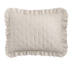 Belgian Flax Linen Ruffle Tufted Quilted Sham