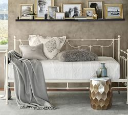 Round Hammered Metal Accent Stool