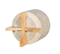 Terrazzo Planters on Wooden Stand, Beige