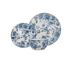 Antique Porcelain Floral Dinner Set, Set of 12