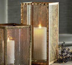 Metal Mesh Hurricane Candle Holders