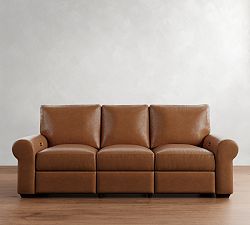Big Sur Roll Arm Leather Power Sofa (92")
