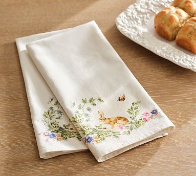 JarThenaAMCS 2Pcs Easter Bunny Hand Towels - Cotton Embroidered Kitchen & Bath Towels, 29.5 X 13.7 Inch, With Ribbons - View #3