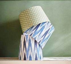 Miller Ceramic Bedside Lamp with Kravet Ikat Shade (25")