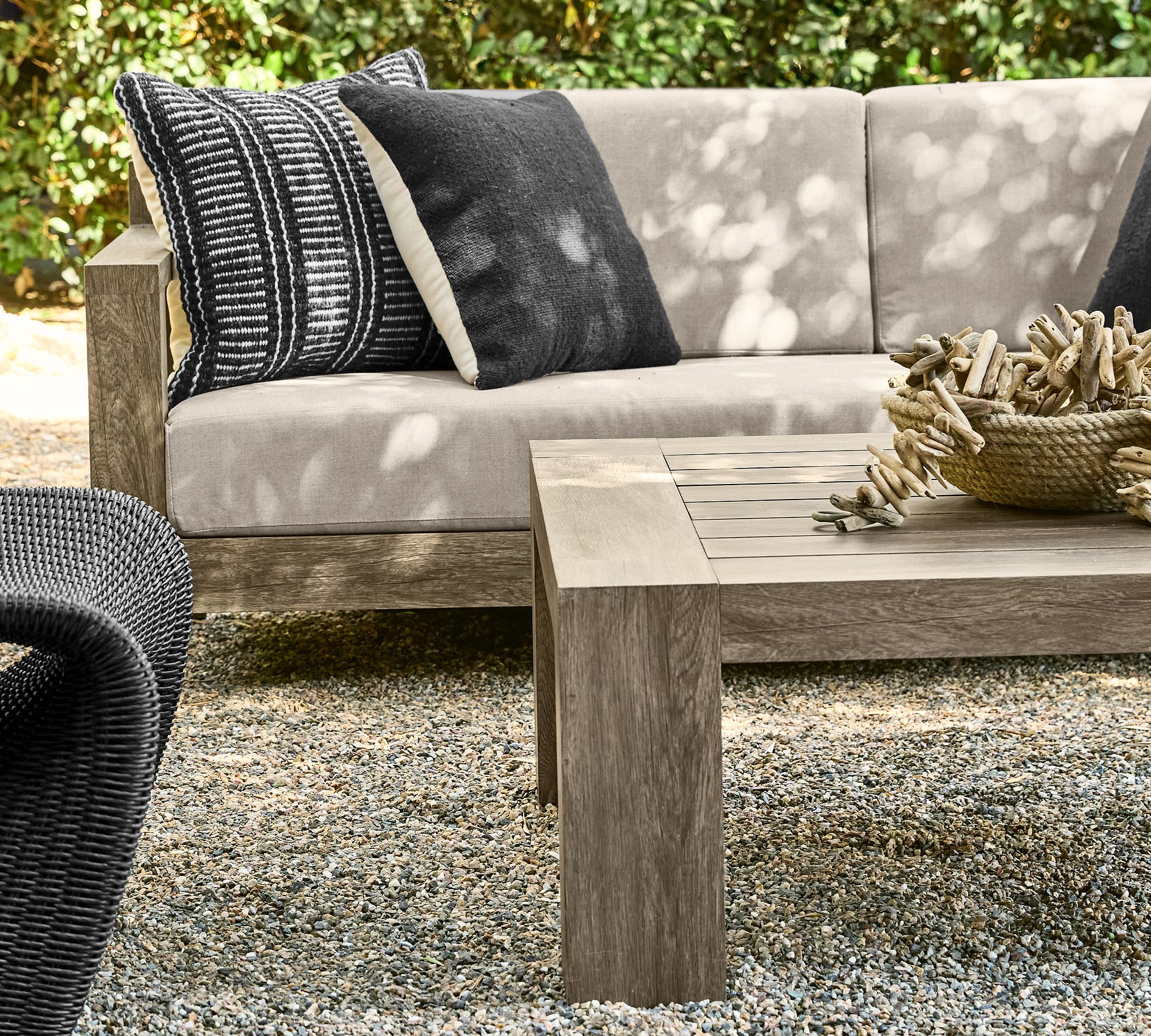 Close-up of sofa cushions and decorative pillow