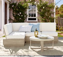 Indio Eucalyptus Modern Platform 4-Piece Outdoor Sectional (91")