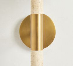 Sterling Travertine Shaded Sconce (19")