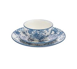 Antique Porcelain Floral Dinner Set, Set of 12