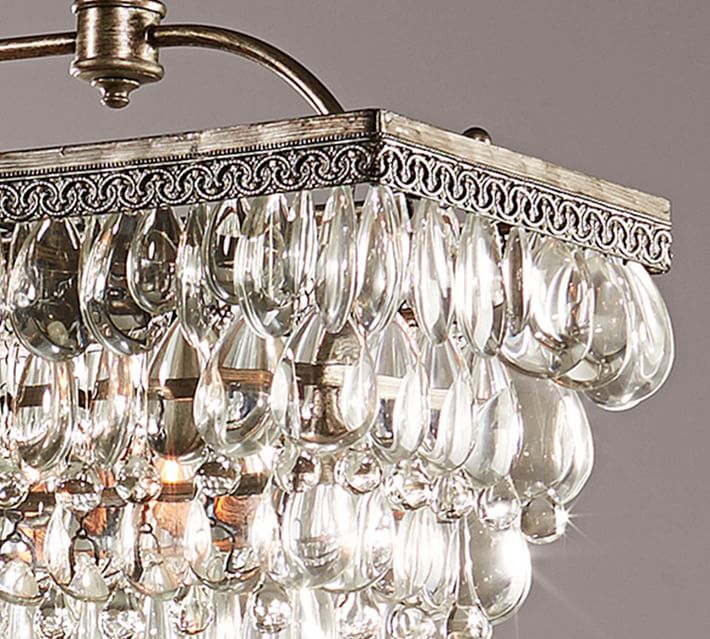 Pottery Barn ガラス/天井照明　① Clarissa Rectangular Crystal Chandelier | Pottery Barn