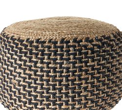 Handwoven Basketweave Jute Pouf