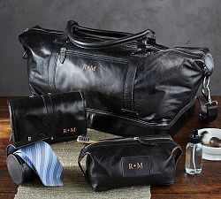 Personalized Saddle Leather Travel Collection - Black